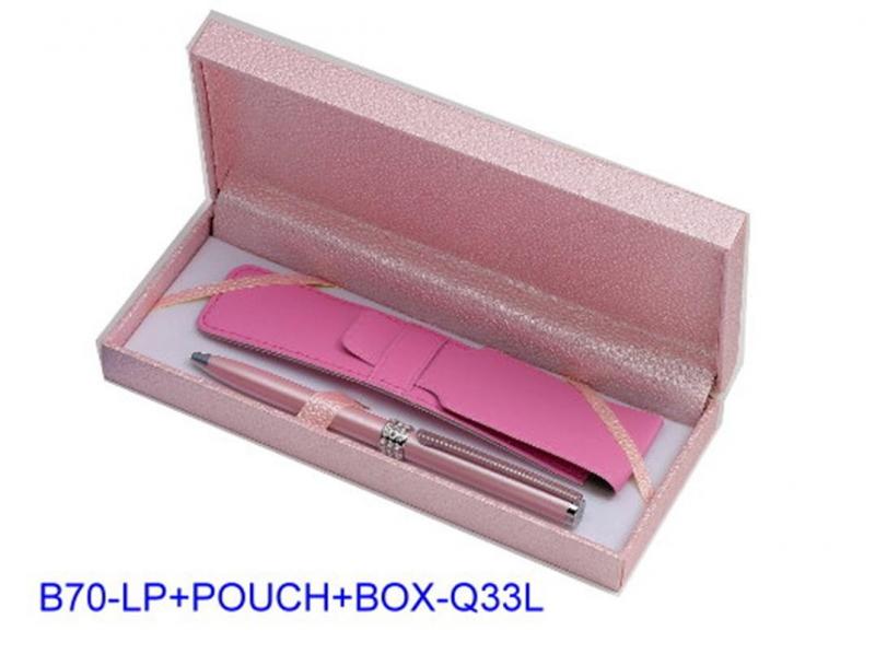 粉红高级金属笔纸礼盒B70-LP+POUCH+Q33L
